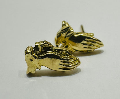 10K GOLD SMALL PRAYING HANDS STUD EARRINGS, WEIGHT: 1.0gm