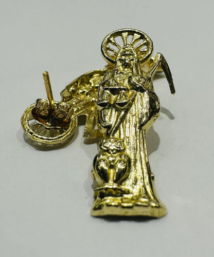 10K GOLD SANTA MUERTE EARRINGS, WEIGHT: 2.8gm