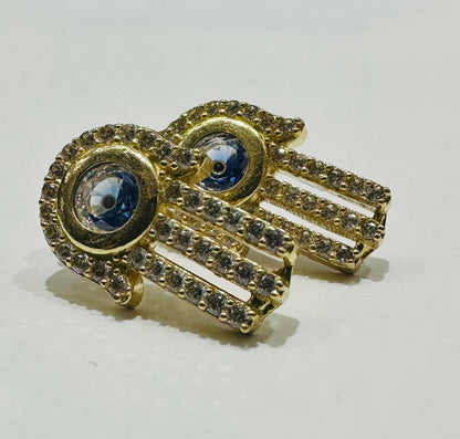 10K GOLD EVIL EYE HAMSA EARRINGS, WEIGHT: 4.2gm