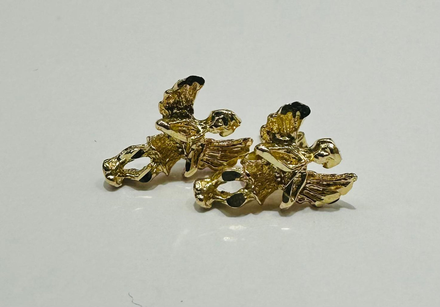 10K GOLD ANGEL STUD EARRINGS, WEIGHT: 1.3gm