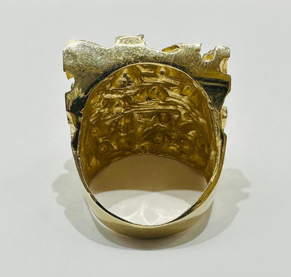 14K GOLD SOLID NUGGET RING, WEIGHT: 29.1gm