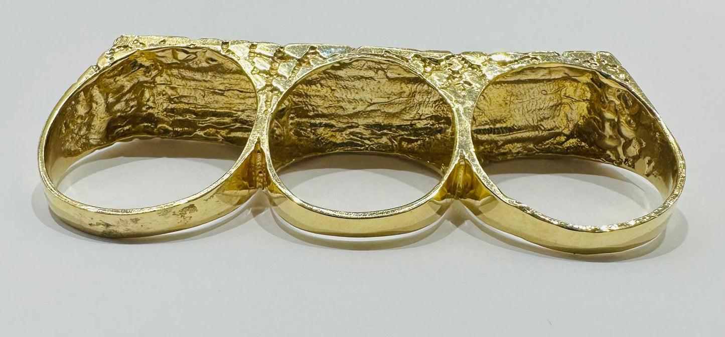 14K SOLID GOLD 3 FINGER NUGGET RING, WEIGHT: 22.8gm