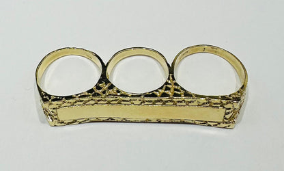 14K SOLID GOLD 3 FINGER NUGGET RING, WEIGHT: 22.8gm