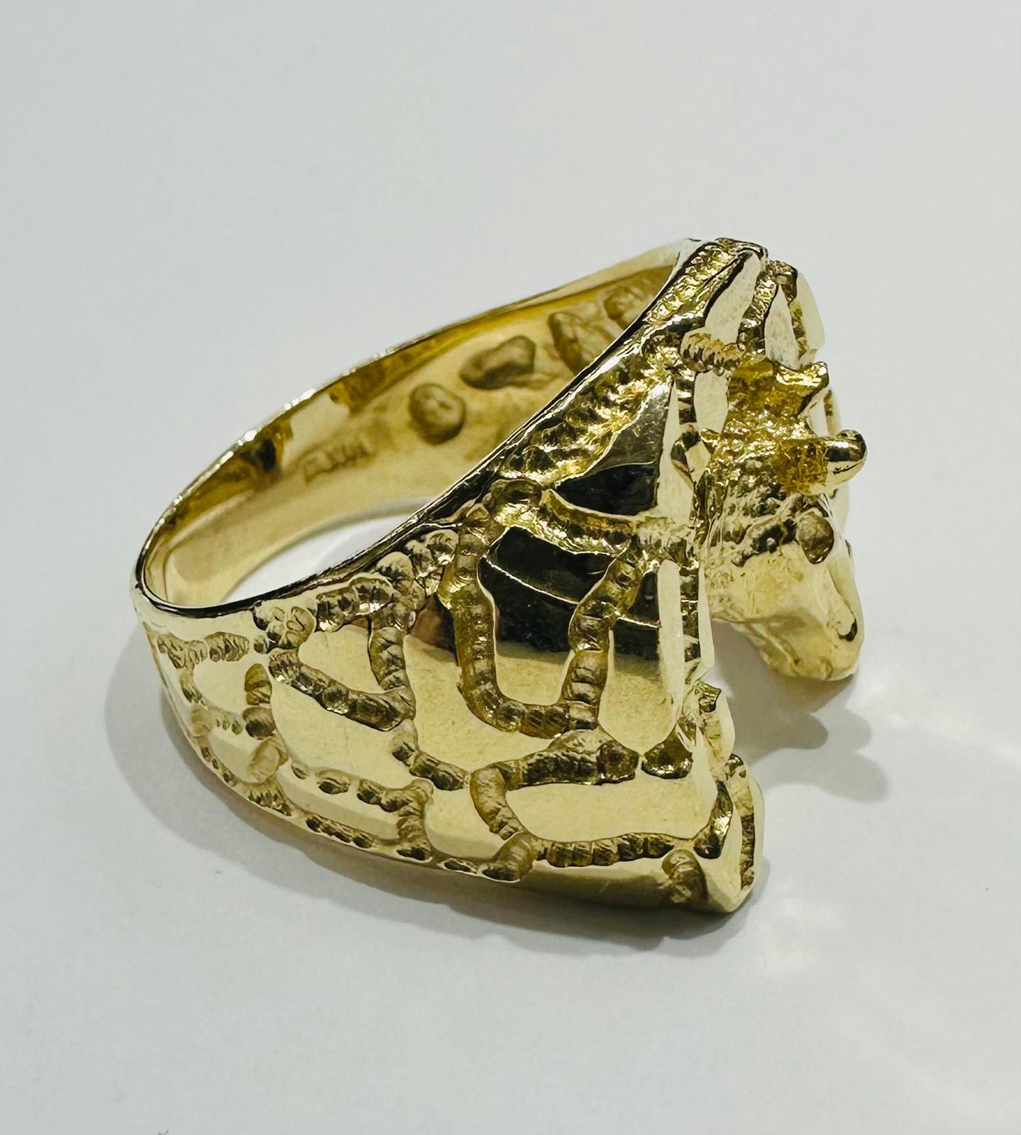 14K GOLD HORSESHOE NUGGET RING, WEIGHT: 10.4gm
