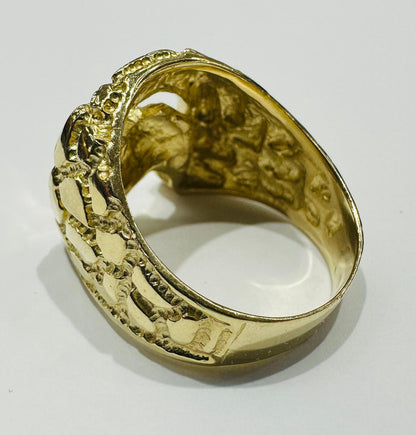 14K GOLD HORSESHOE NUGGET RING, WEIGHT: 10.4gm