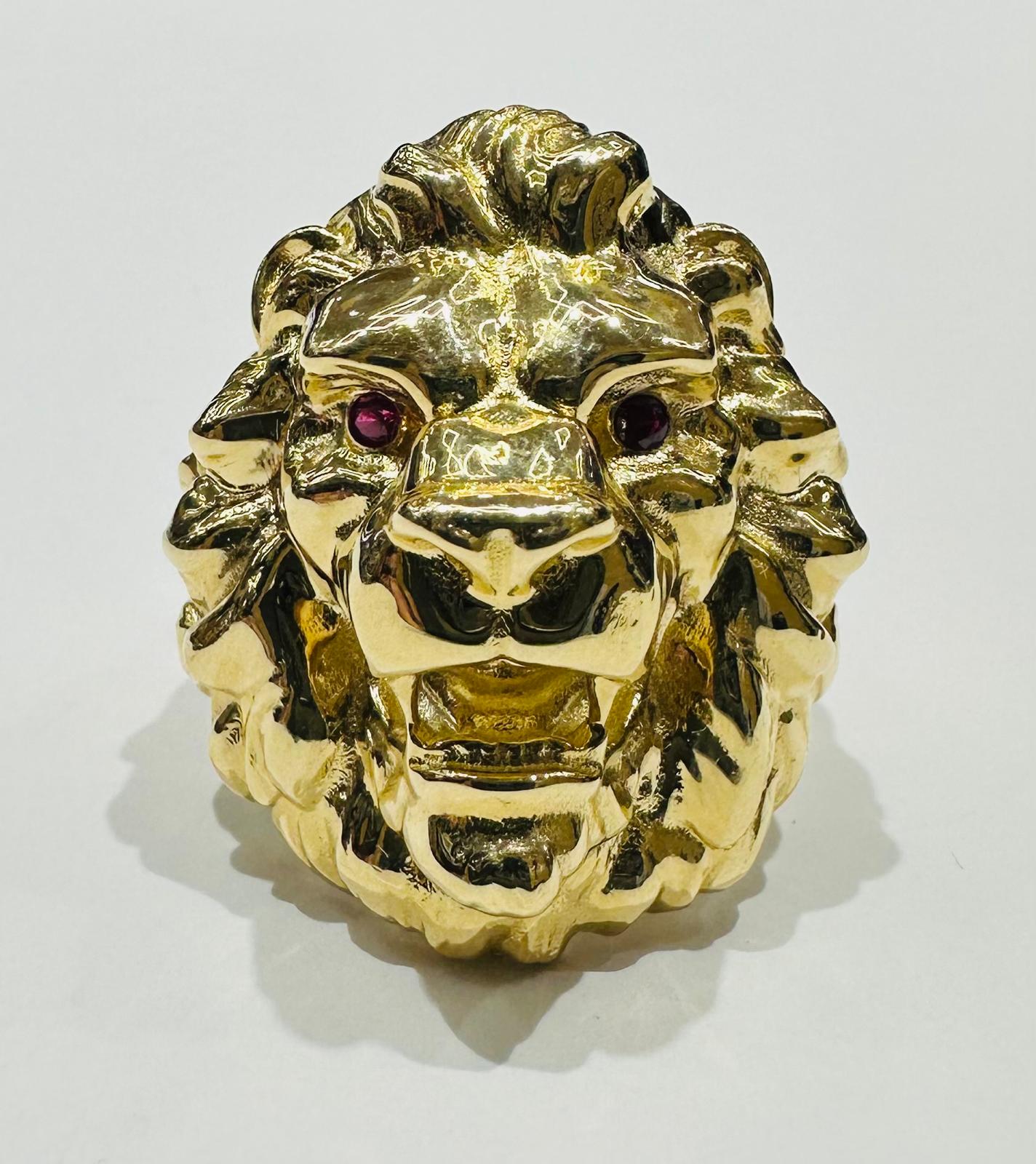 14K GOLD LION RING, WEIGHT: 7.9gm