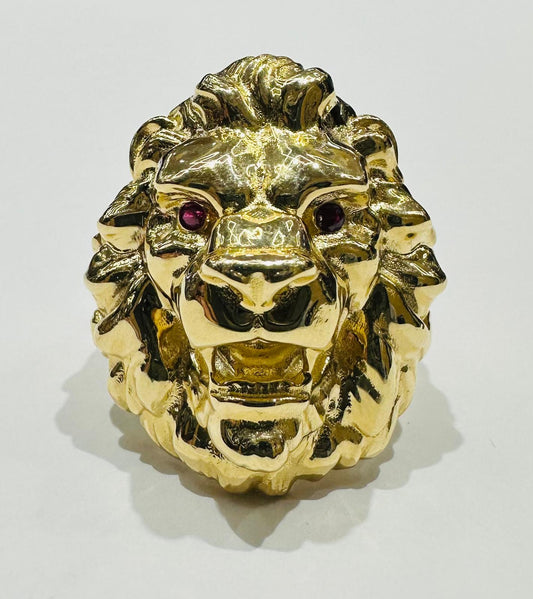 14K GOLD LION RING, WEIGHT: 7.9gm