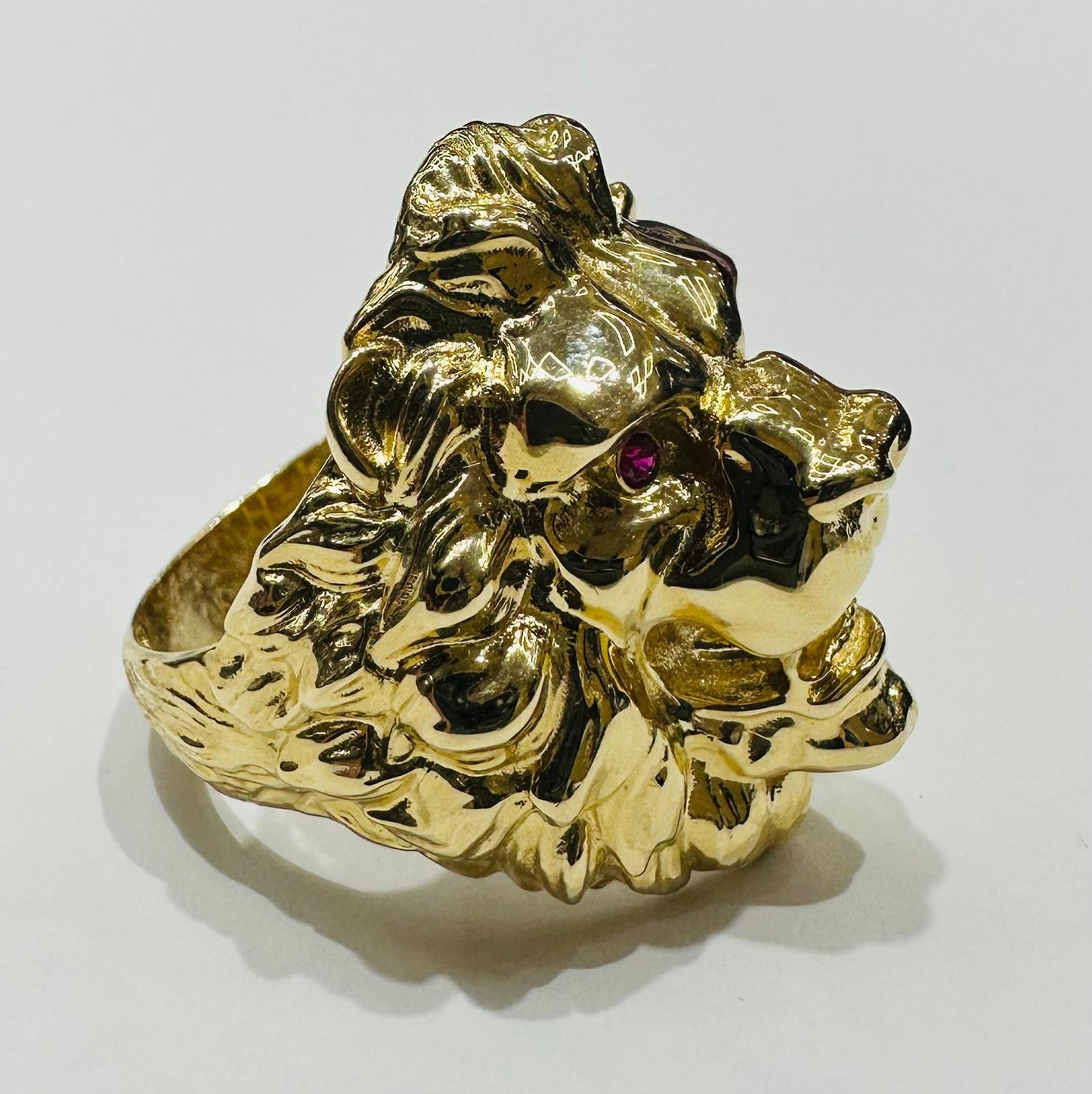 14K GOLD LION RING, WEIGHT: 7.9gm