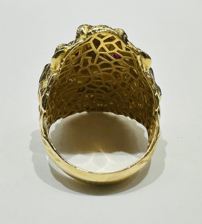 14K GOLD LION RING, WEIGHT: 7.9gm