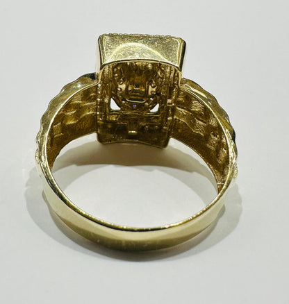 14K GOLD LION RING WITH CZ STONES, WEIGHT: 8.8gm
