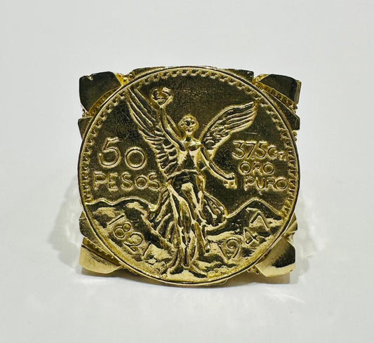 14K SOLID GOLD 50 PESOS CENTENARIO RING, WEIGHT: 9.7gm