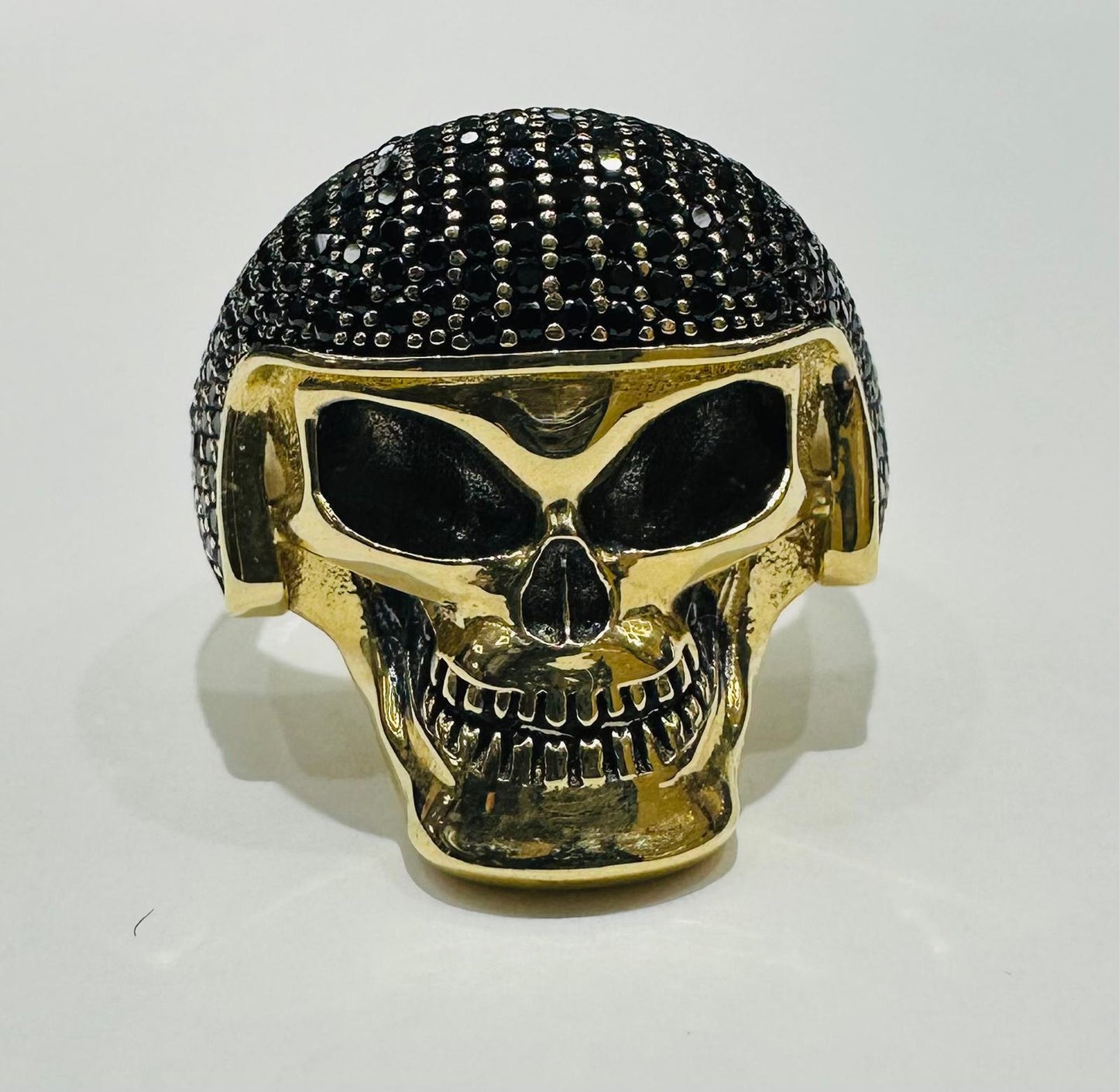 14K GOLD DIAMOND SKULL RING, WEIGHT: 8.6gm