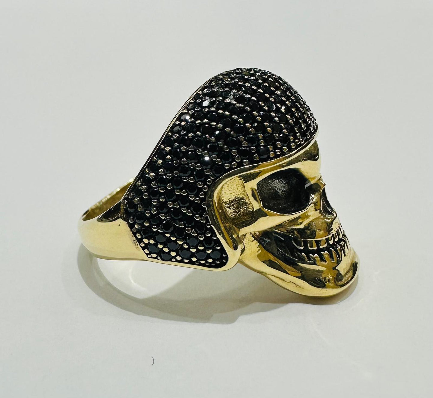 14K GOLD DIAMOND SKULL RING, WEIGHT: 8.6gm