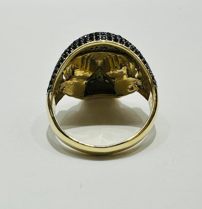 14K GOLD DIAMOND SKULL RING, WEIGHT: 8.6gm