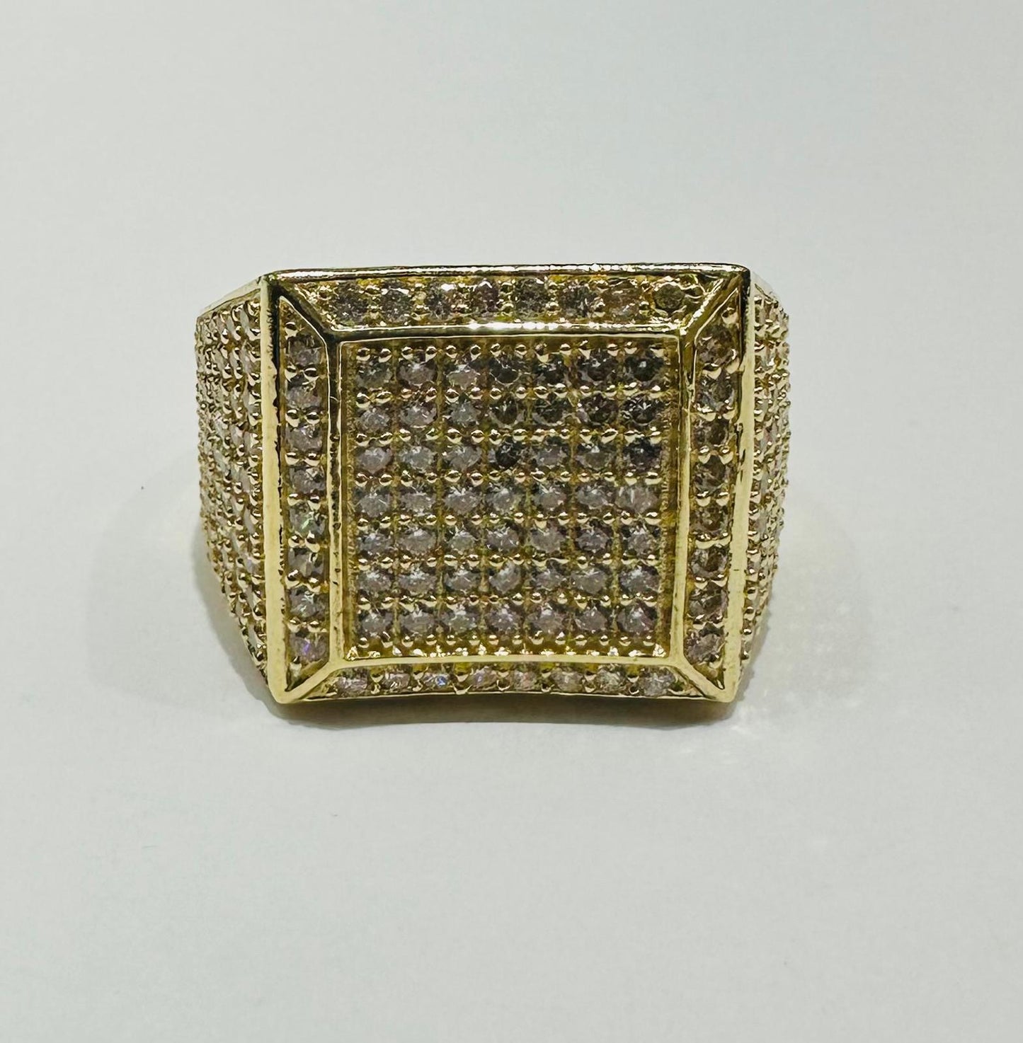 14K GOLD MEN'S RING WITH CZ DIAMOND WEIGHT: 12.0gm