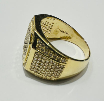 14K GOLD MEN'S RING WITH CZ DIAMOND WEIGHT: 9.8gm