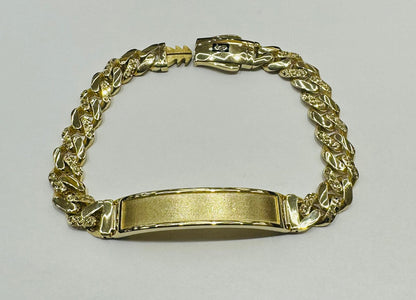 10K GOLD MONACO CHAIN CLASSIC DIAMOND CUT BRACELET  9" 5.65mm, Weight: 14.2gm