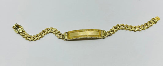 10K MEN'S MONACO CHAIN BRACELET WITH ID 9" 4.30mm, Weight: 13.6gm