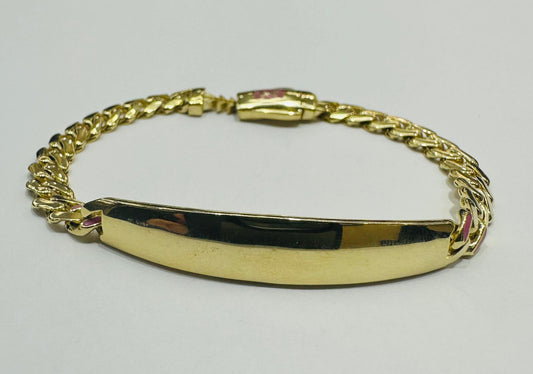 10K GOLD BABY MONACO BRACELET WITH ID, 5" WEIGHT 4.7 gm
