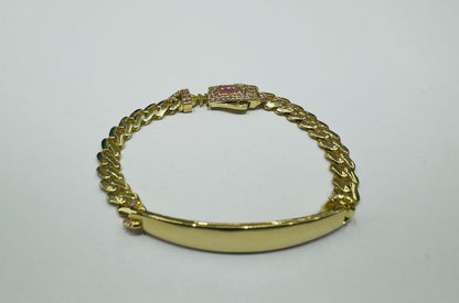 10K GOLD BABY MONACO BRACELET WITH ID, 5" WEIGHT 4.9 gm