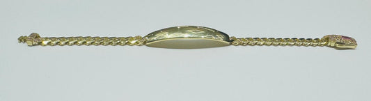 10K GOLD BABY MONACO BRACELET WITH ID, 5" WEIGHT 4.9 gm