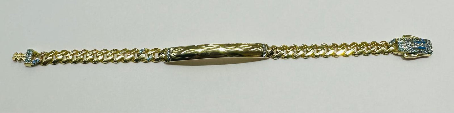 10K GOLD BABY MONACO BRACELET WITH ID, 5.5" WEIGHT 4.7 gm