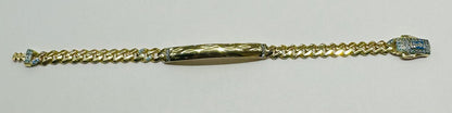 10K GOLD BABY MONACO BRACELET WITH ID, 5.5" WEIGHT 4.7 gm