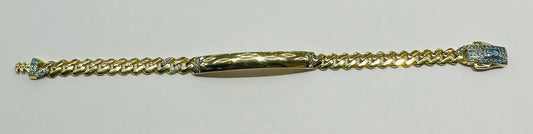 10K GOLD BABY MONACO BRACELET WITH ID, 5.5" WEIGHT 4.7 gm