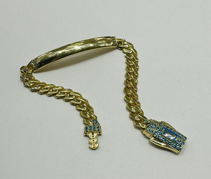 10K GOLD BABY MONACO BRACELET WITH ID, 5.5" WEIGHT 4.7 gm