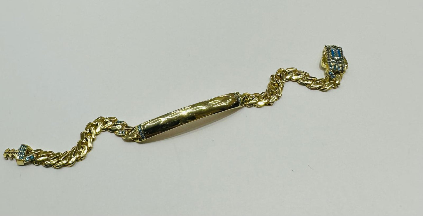 10K GOLD BABY MONACO BRACELET WITH ID, 5.5" WEIGHT 4.7 gm