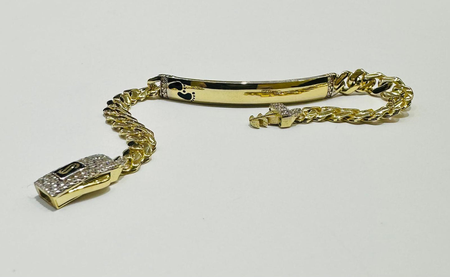 10K GOLD BABY MONACO BRACELET WITH ID, 5.5" WEIGHT 4.4 gm