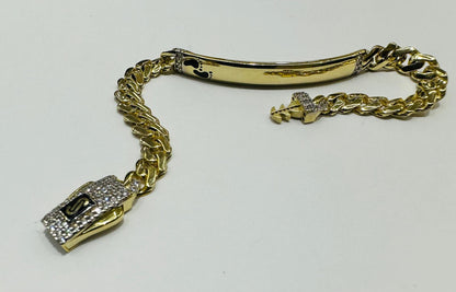 10K GOLD BABY MONACO BRACELET WITH ID, 5.5" WEIGHT 4.4 gm