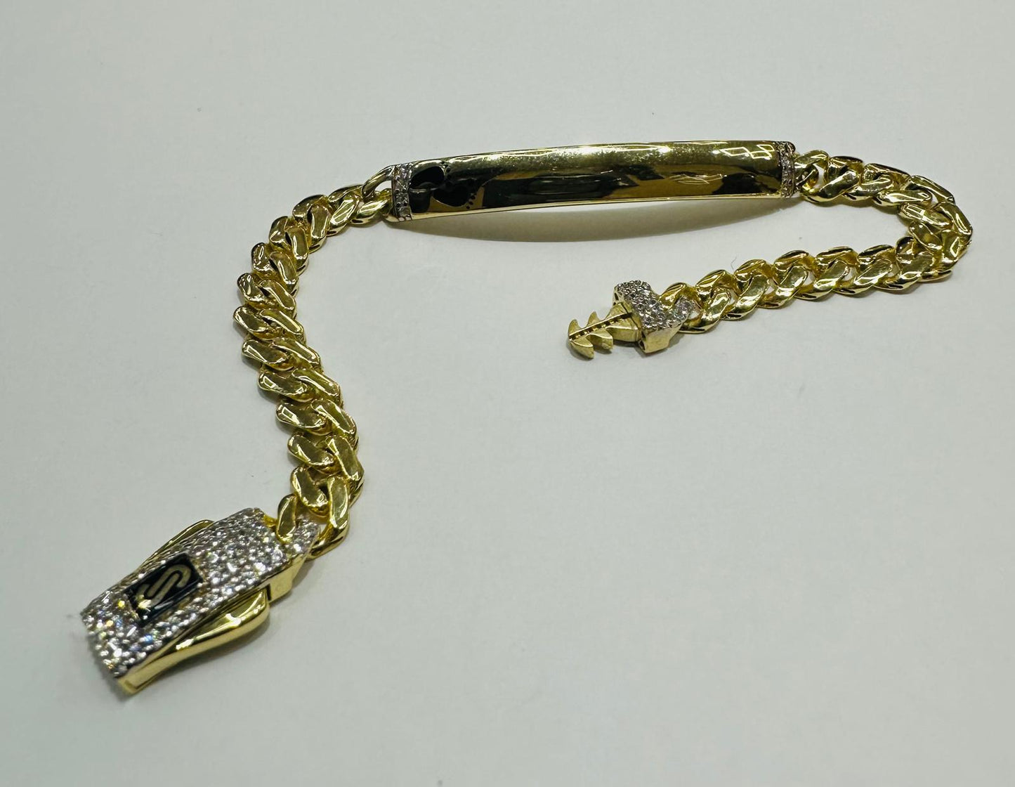 10K GOLD BABY MONACO BRACELET WITH ID, 5.5" WEIGHT 4.4 gm