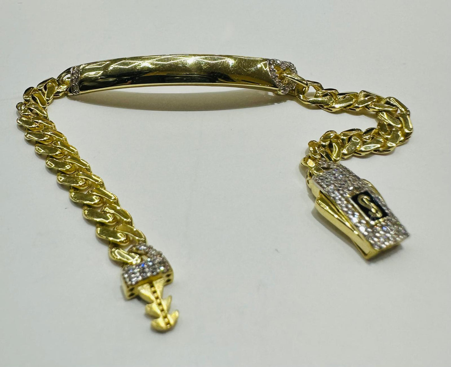 10K GOLD BABY MONACO BRACELET WITH ID, 5.5" WEIGHT 4.7 gm