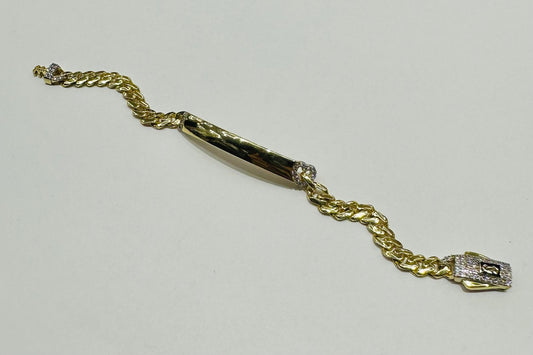 10K GOLD BABY MONACO BRACELET WITH ID, 5.5" WEIGHT 4.7 gm