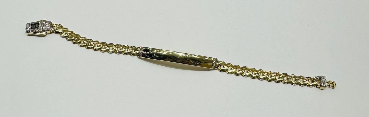 10K GOLD BABY MONACO BRACELET WITH ID, 5.5" WEIGHT 4.4 gm