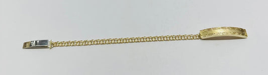 10K GOLD CHINO LINK BRACELET WITH ID, 7" WEIGHT 7.7 gm