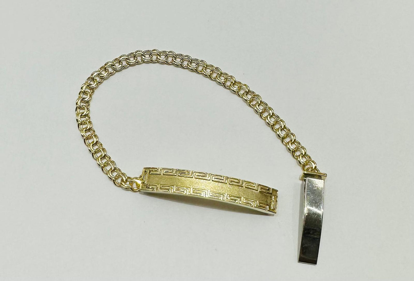 10K GOLD CHINO LINK BRACELET WITH ID, 7" WEIGHT 7.7 gm
