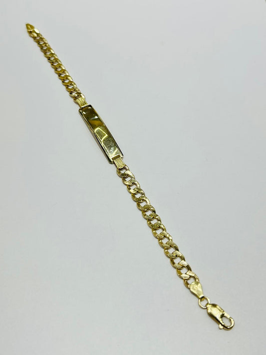 10K GOLD CUBAN LINK BRACELET WITH ID, 8" WEIGHT 9.0 gm