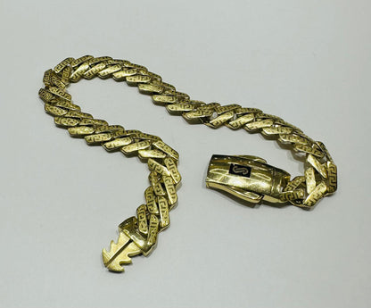 10K GOLD HOLLOW MONACO BRACELET, 9" WEIGHT 11.4 gm