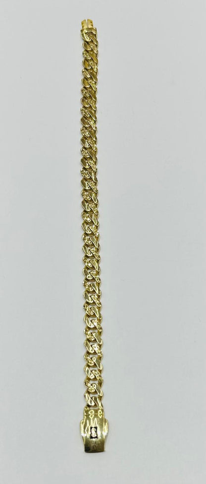 10K GOLD HOLLOW MONACO BRACELET WITH ID, 8" WEIGHT 9.1gm