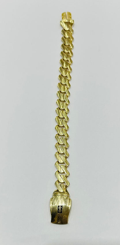 10K GOLD HOLLOW MONACO BRACELET, 9" WEIGHT 22.1 gm