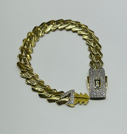 10K GOLD HOLLOW MONACO BRACELET, 9" WEIGHT 21.0 gm