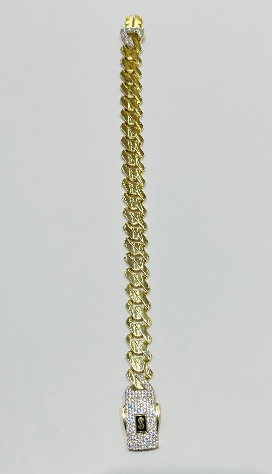 10K GOLD HOLLOW MONACO BRACELET, 9" WEIGHT 21.0 gm