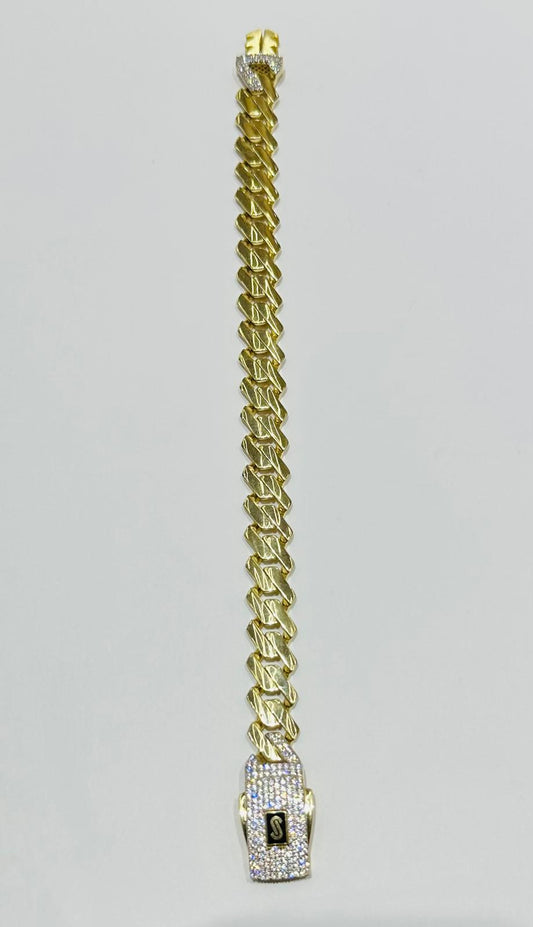 10K GOLD HOLLOW MONACO BRACELET, 9" WEIGHT 21.0 gm