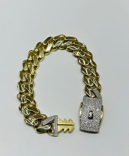 10K GOLD HOLLOW MONACO BRACELET, 9" WEIGHT 26.3 gm