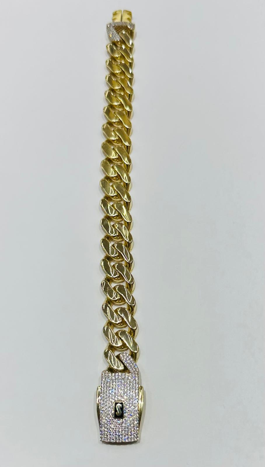 10K GOLD HOLLOW MONACO BRACELET, 9" WEIGHT 26.3 gm