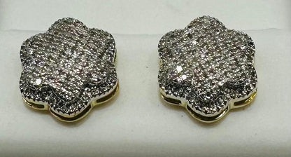 10K GOLD NATURAL DIAMOND FLOWER SHAPED EARRINGS