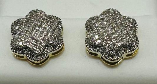 10K GOLD NATURAL DIAMOND FLOWER SHAPED EARRINGS