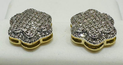 10K GOLD NATURAL DIAMOND FLOWER SHAPED EARRINGS